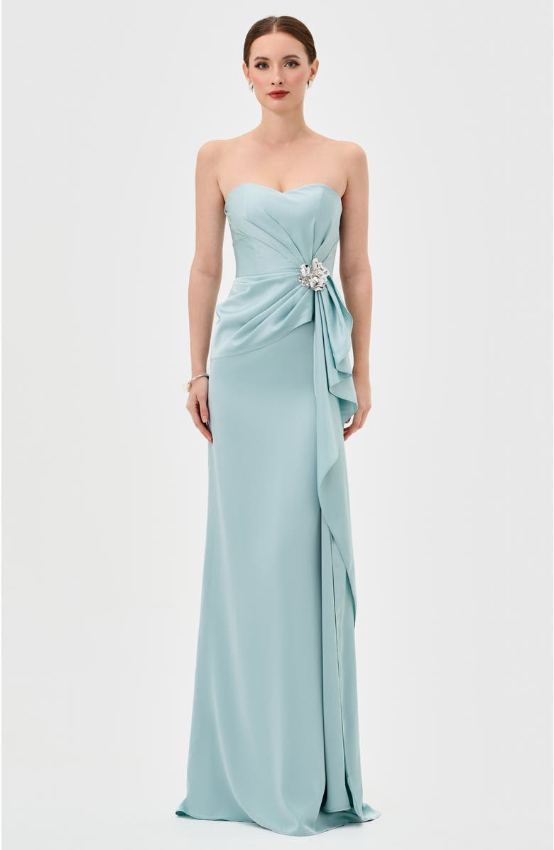 Bariano Sereya Strapless Gown, Alternate, color, Blue