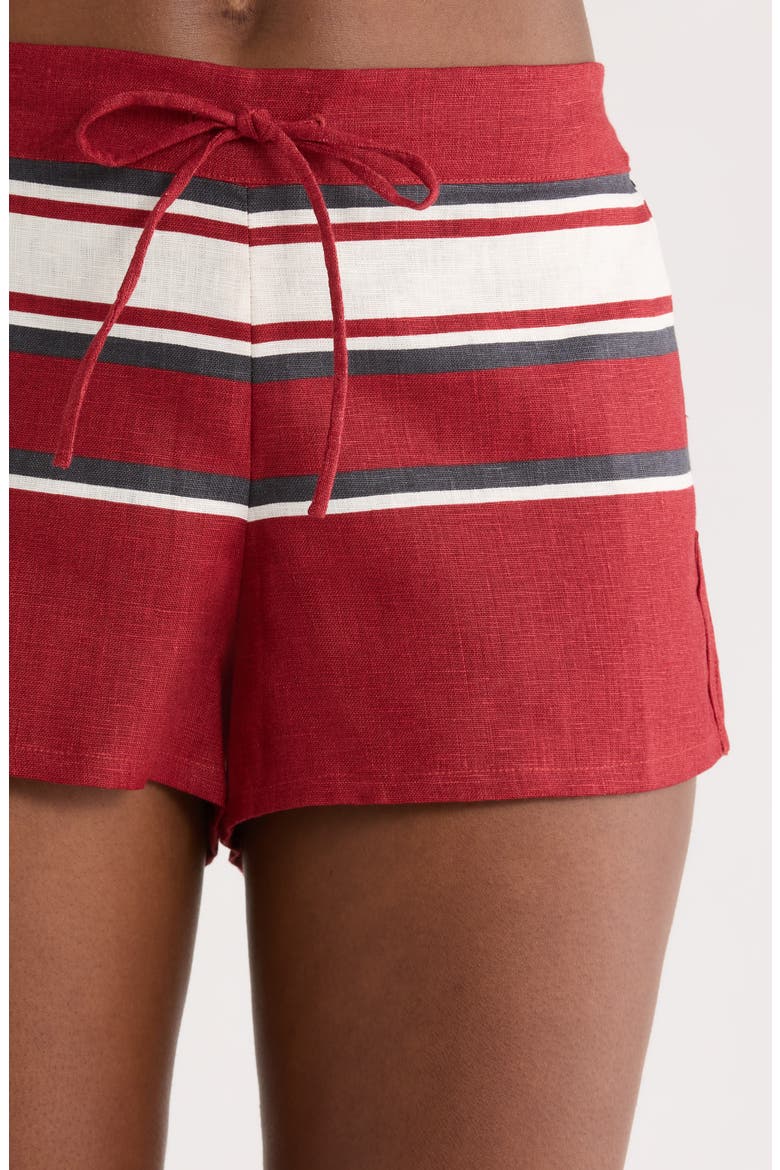Miel Stripe Linen Drawstring Shorts, Alternate, color, HYDRA STRIPE