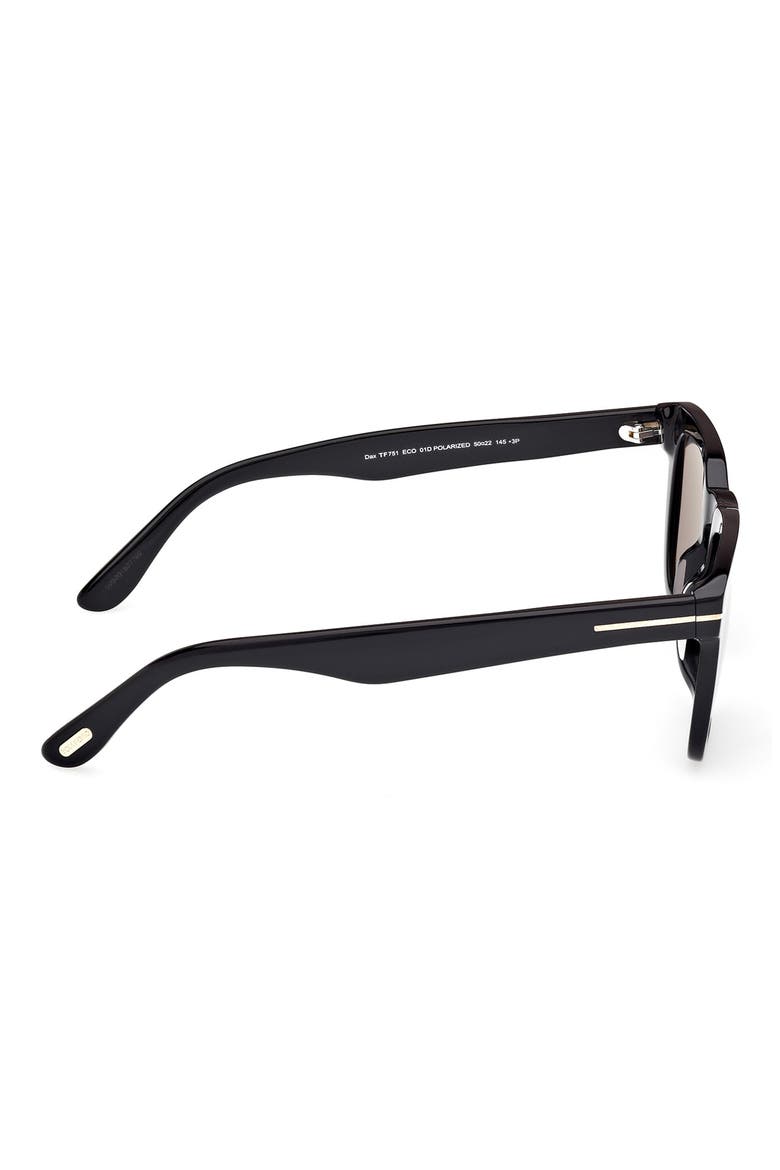 Dax 50mm Polarized Square Sunglasses, Alternate, color, BLACK ECO / T LOGO / BLACK