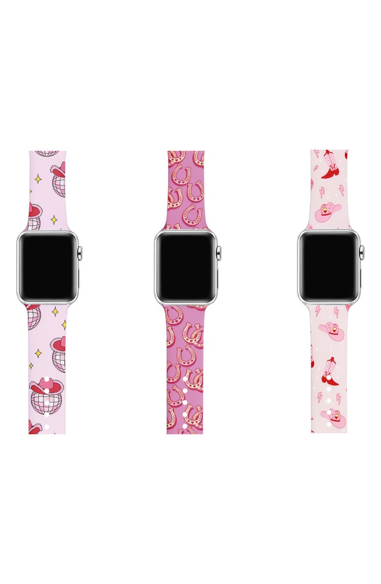 The Posh Tech Pack of 3 Silicone Apple Watch<sup>®</sup> Watchbands, Alternate, color, Pink Assorted