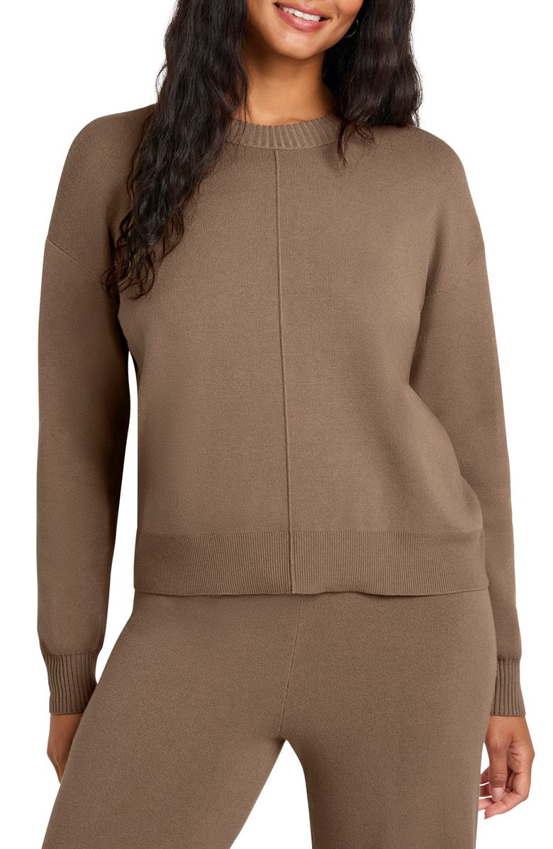 Splendid x @cellajaneblog Front Seam Sweater, Main, color, Toast