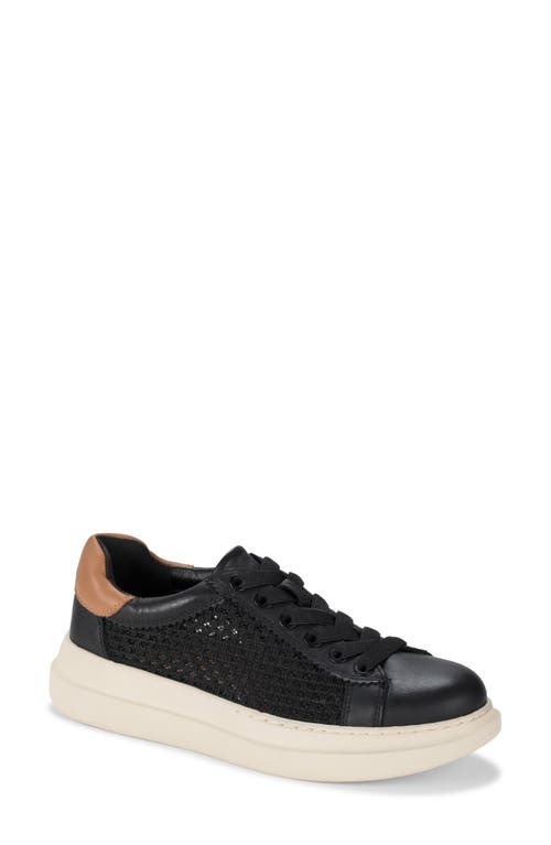 Baretraps Tiara Perforated Wedge Sneaker In Black Leather