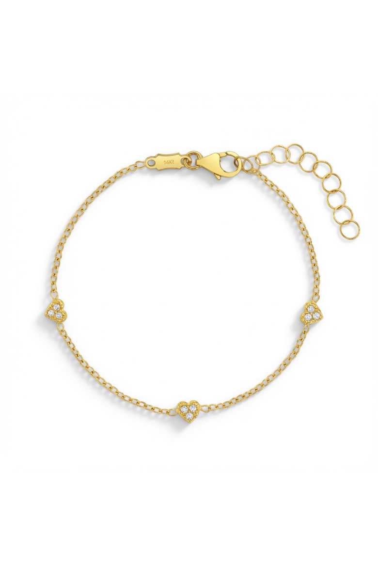 14k Tiny Heart Link Bracelet, Main, color, Gold