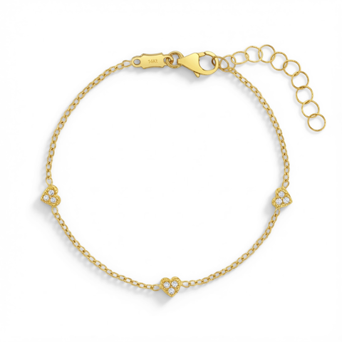 14k Tiny Heart Link Bracelet