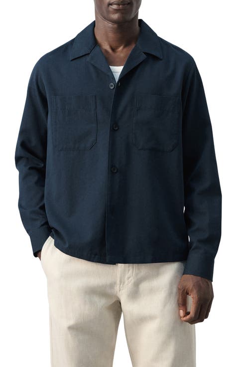 Long Sleeve Cotton Blend Button-Up Shirt