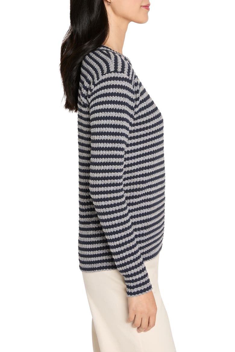 Texture Stripe Button Shoulder Top, Alternate, color, INDIGO MULTI