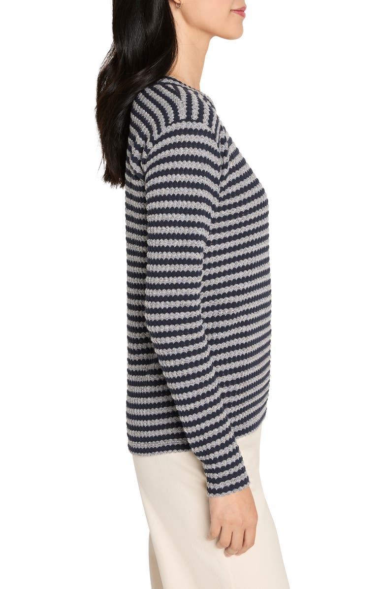 NIC+ZOE Texture Stripe Button Shoulder Top, Alternate, color, Indigo Multi