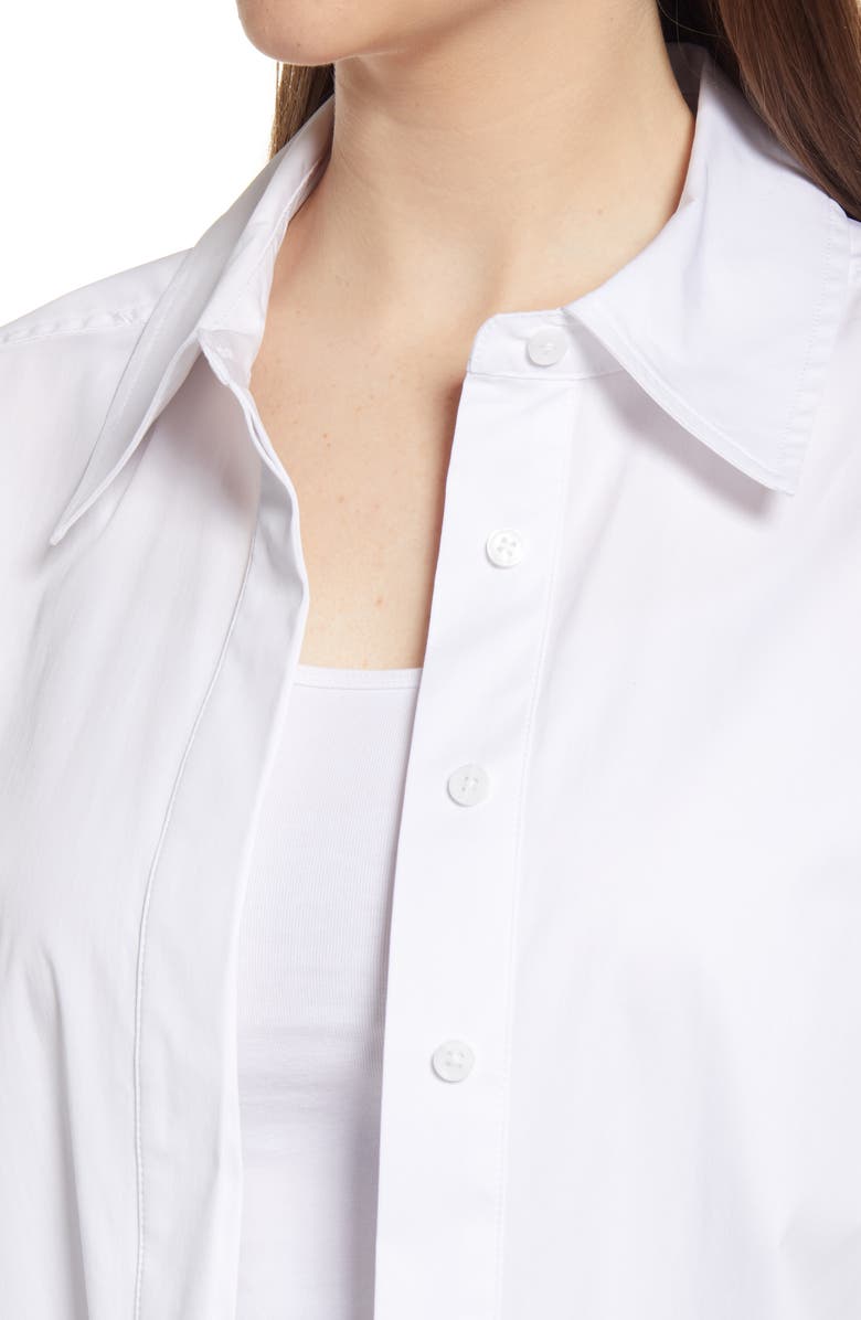 Good American Gender Inclusive Stretch Cotton Blend Button-Up Shirt, Alternate, color, White001