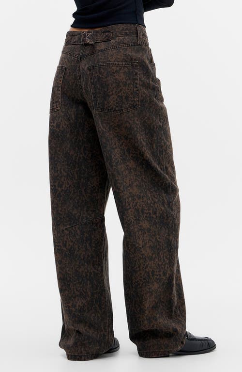 Bdg Urban Outfitters Logan Ocelot High Waist Baggy Wide Leg Jeans In Brown