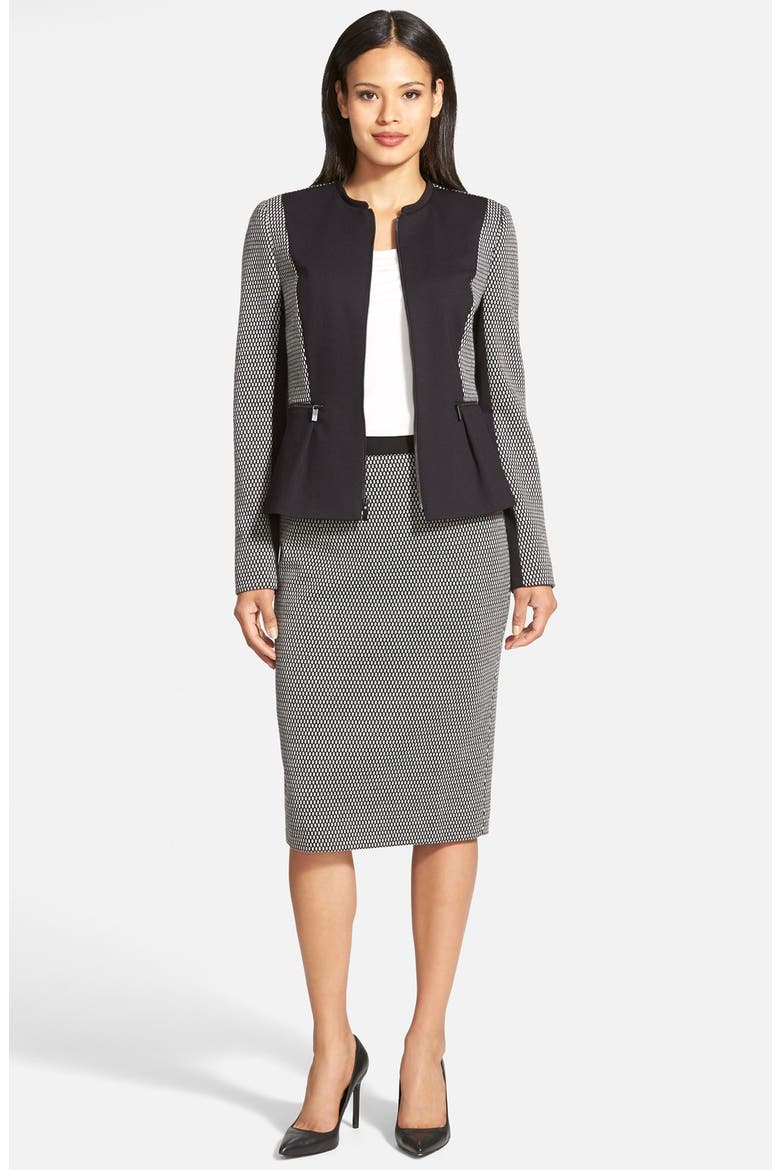 'Giana' Ponte & Double Knit Jacket, Alternate, color, BLACK- WHITE