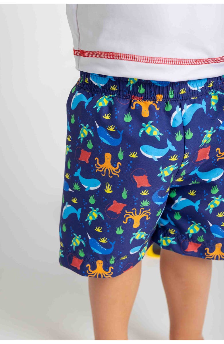 Florence Eiseman Under The Sea Print Swim Trunk, Alternate, color, Navy/Multi