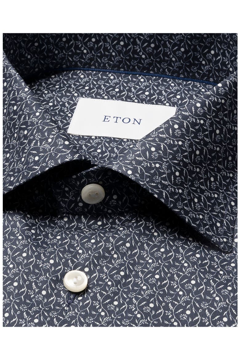 Slim Fit Floral Cotton Dress Shirt, Alternate, color, DARK BLUE