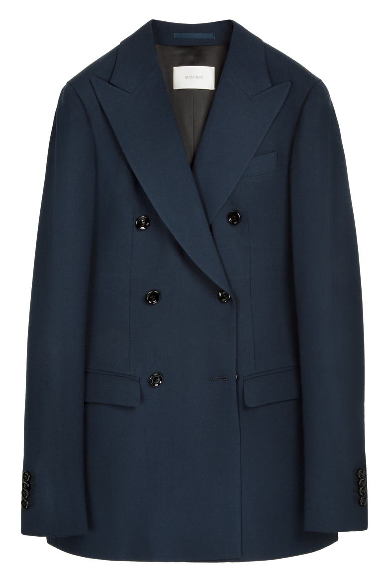 Cameron Double Breasted Wool & Mohair Suit Jacket, Alternate, color, NAVY