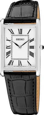 SEIKO WATCHES Essentials Croc Embossed Leather Strap Watch