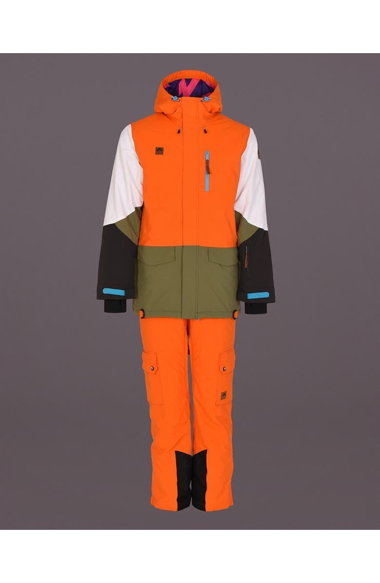 OOSC Yeh Man Men's Ski & Snowboard Jacket - Orange, Khaki & White, Alternate, color, Orange, Khaki, White