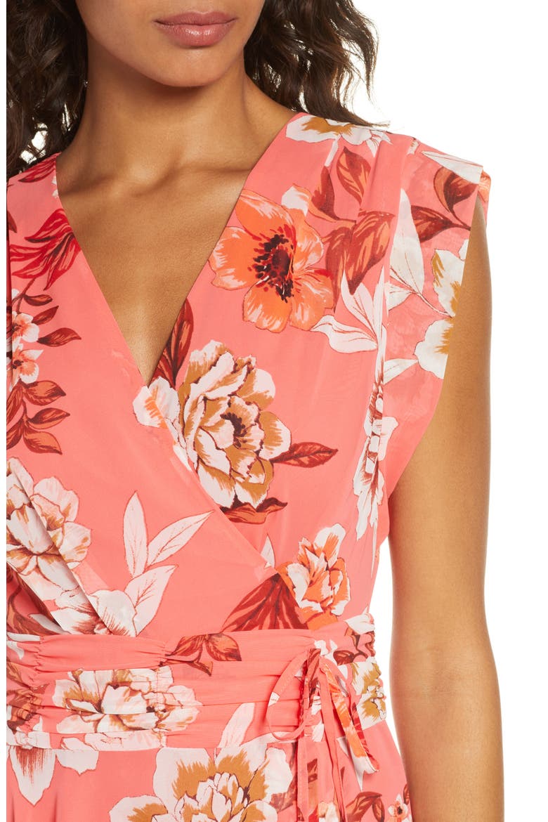 Surplice High/Low Chiffon Maxi dress, Alternate, color, PINK