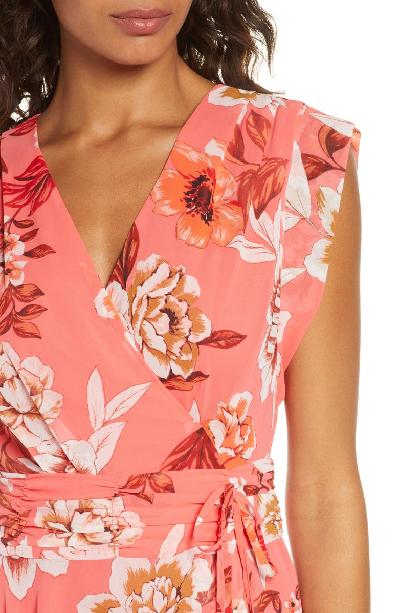 Eliza J Surplice High/Low Chiffon Maxi dress, Alternate, color,