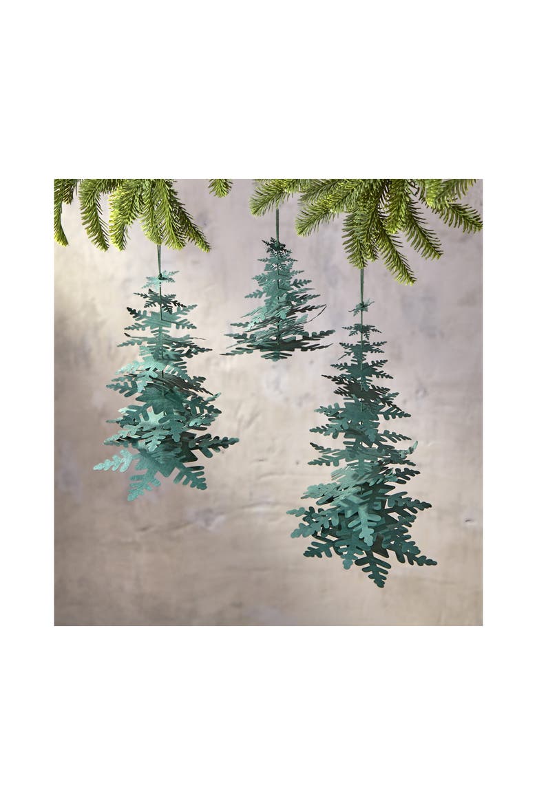 Dark Green Paper Snowflake Tree Decor for Christmas Holiday, Alternate, color, Green