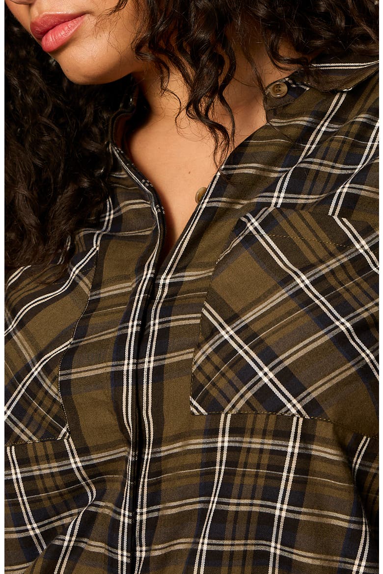 Colette Plaid Button-Up Shirt, Alternate, color, KALAMATA GREEN PLAID