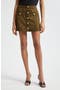 Kris Button Front Cotton A-Line Miniskirt