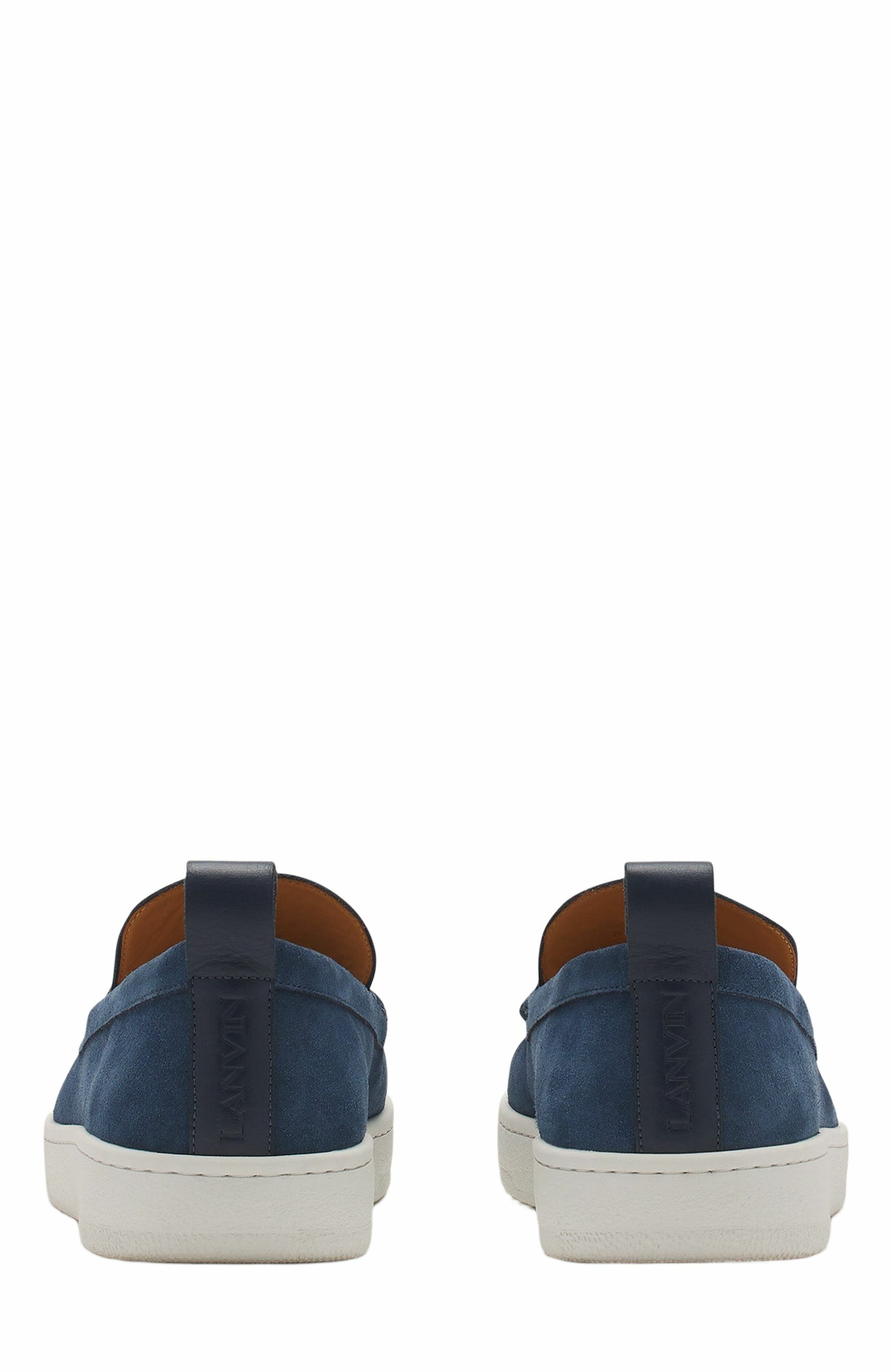 Lanvin Cruiser Suede Moccasins, Alternate, color, Navy Blue