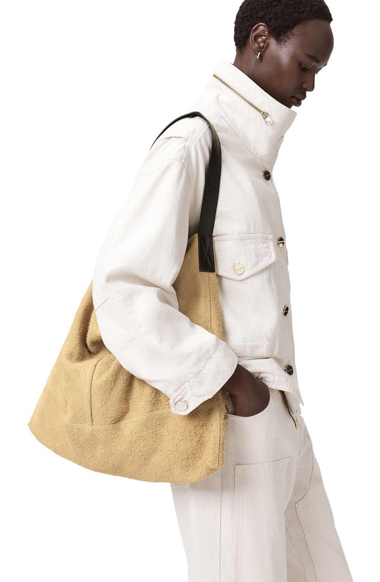 AllSaints Asha Suede Shoulder Bag, Alternate, color, Sahara White