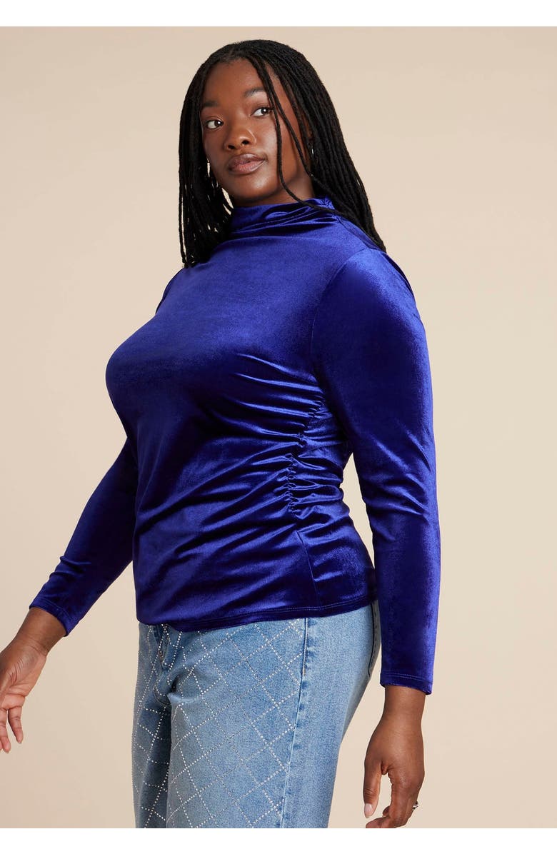 ELOQUII Velvet Mockneck Top, Main, color, Mystic Purple