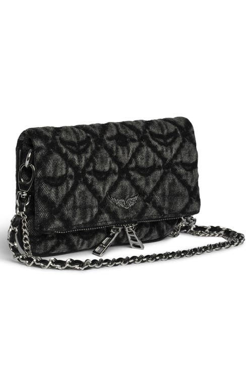 Zadig & Voltaire Rock Denim Monogram Crossbody Bag In Black