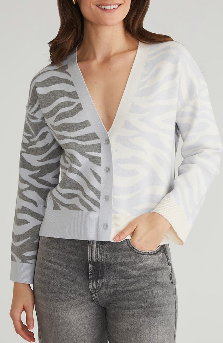 525 Nicole Tiger Stripe Cardigan, Main, color, Iceberg Mu