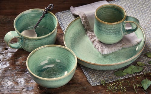 Tag Celadon Reactive Glaze Dinner Plate Dishwasher Safe Set In Green