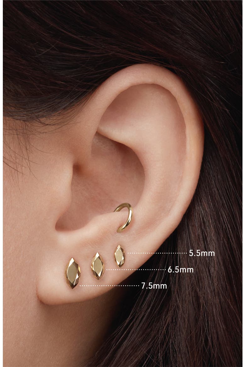 Faceted Marquise Single Threaded Stud Earring, Alternate, color, WHITE GOLD