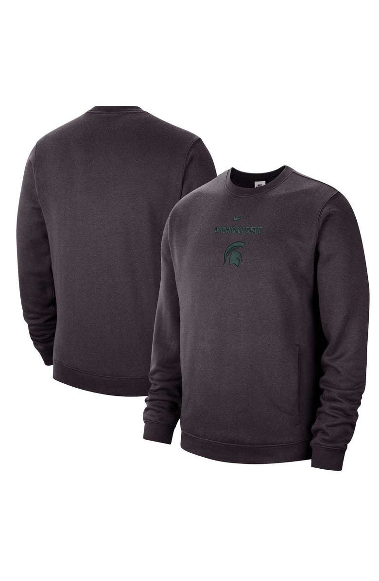 Nike Men's Nike Charcoal Michigan State Spartans Campus Block Club Pullover Sweatshirt, Alternate, color,