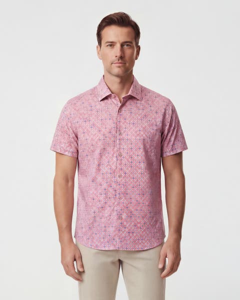 Retro Star Mens Printed Button Up Shirt