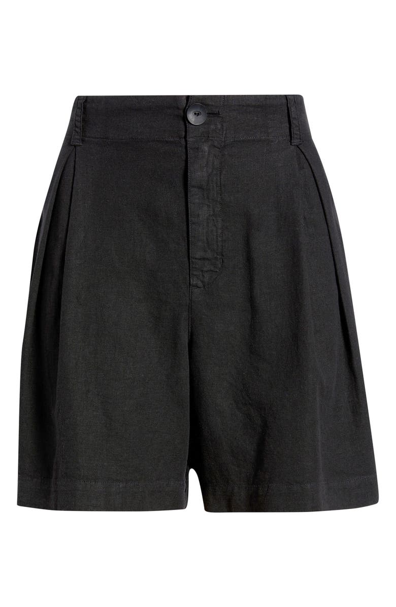 Cloth & Stone Linen Blend Pleat Shorts, Alternate, color, Black