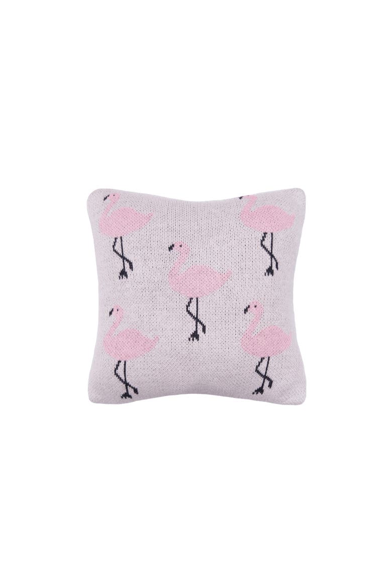 Flamingo Knitted Petite Accent Pillow 10" x 10", Main, color, Pink