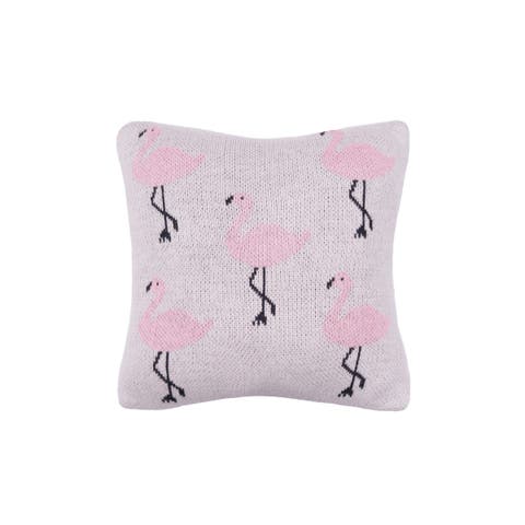 Flamingo Knitted Petite Accent Pillow 10" x 10"