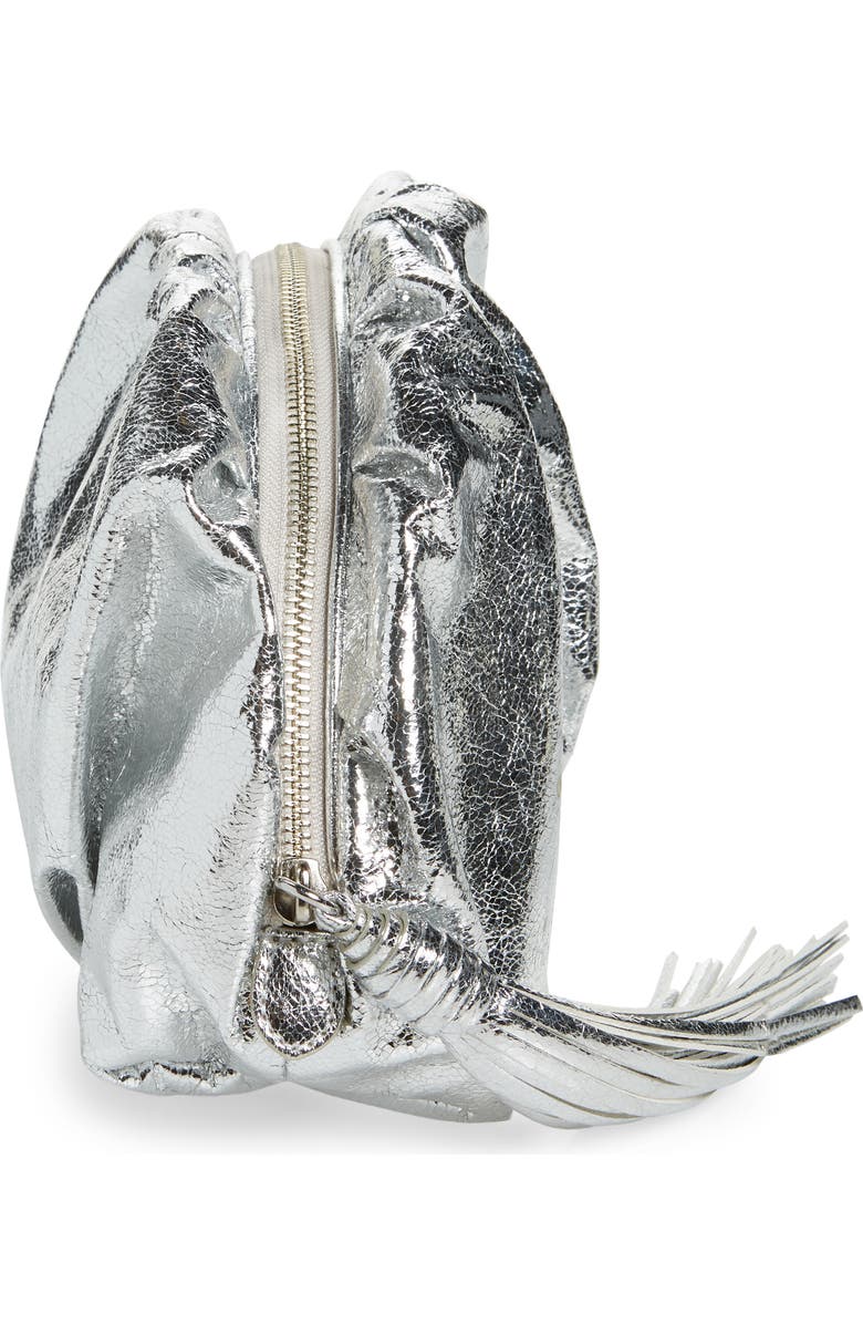 Rebecca Minkoff Ruched Faux Leather Clutch, Alternate, color, Silver