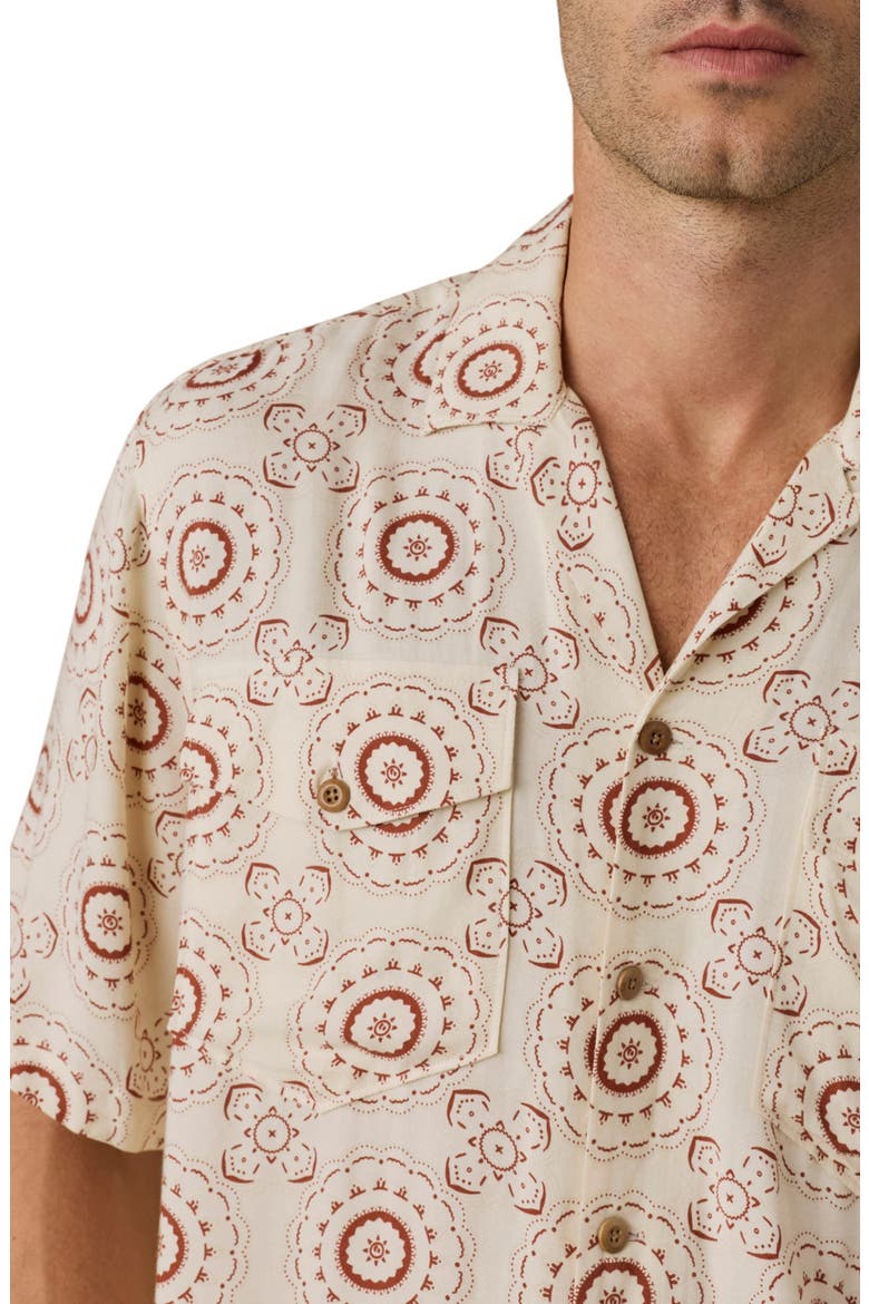 Bali Button-Up Camp Shirt, Alternate, color, CREAM SUNBURST BLOOM