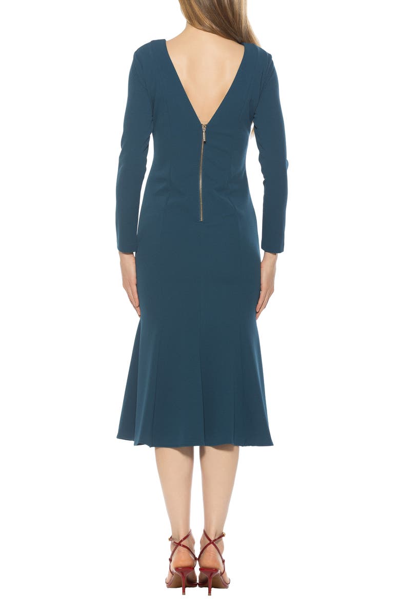 Alexia Admor Liora Long Sleeve Flare Hem Midi Dress, Alternate, color, Lapis