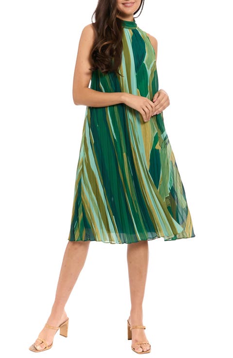 Sunburst Pleated Trapeze Dress