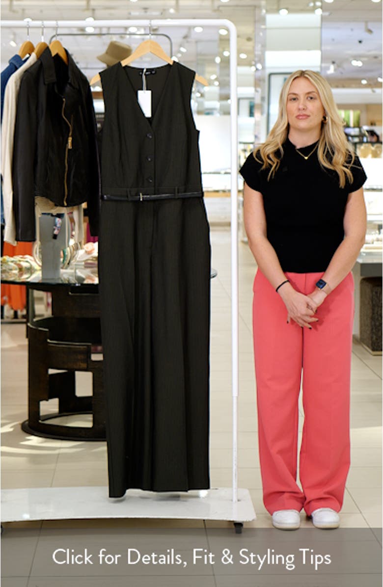 Pinstripe Sleeveless Jumpsuit, sales video thumbnail