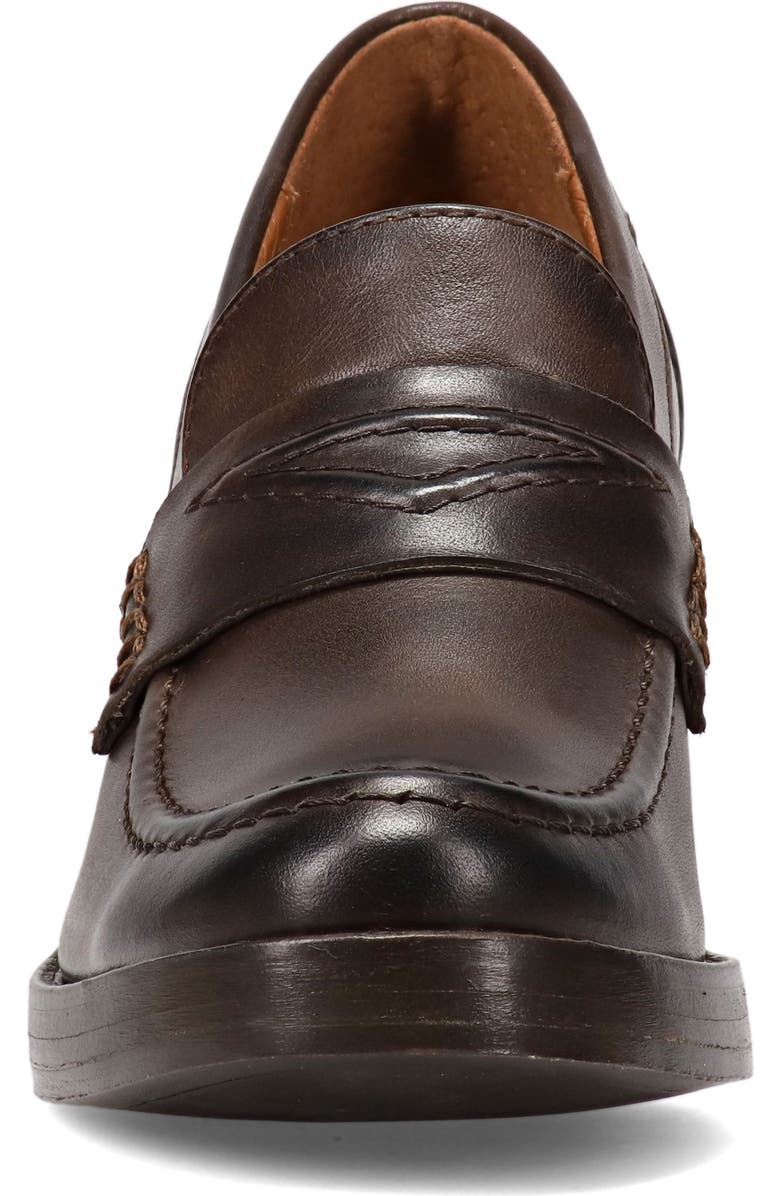 Frye Jean Stacked Heel Loafer, Alternate, color, Chocolate