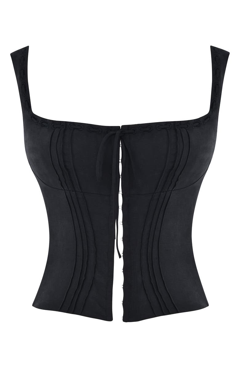 HOUSE OF CB Chicca Square Neck Corset Top, Alternate, color, Black