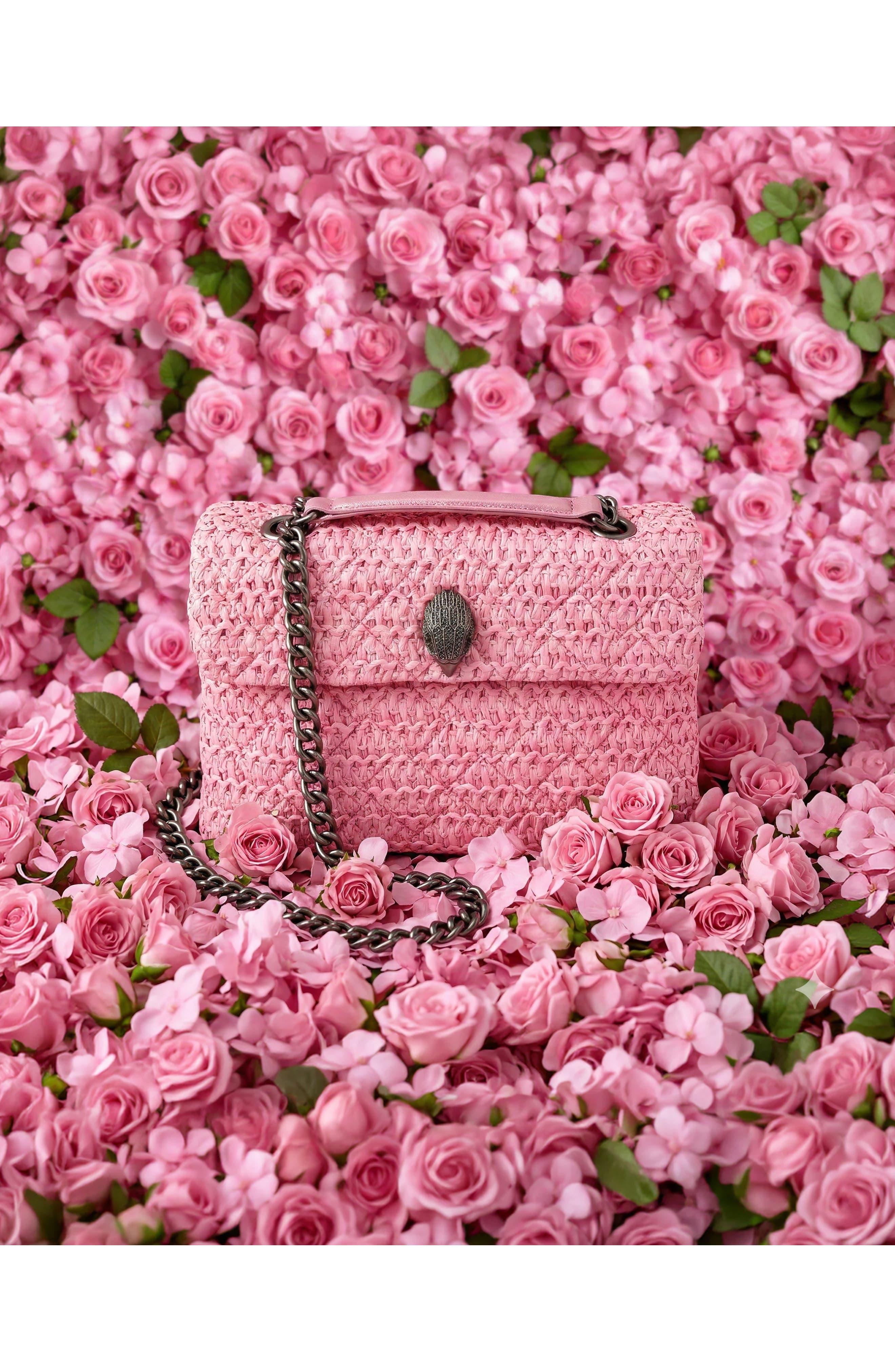 Kurt Geiger London Kensington Raffia Convertible Shoulder Bag, Alternate, color, Pink