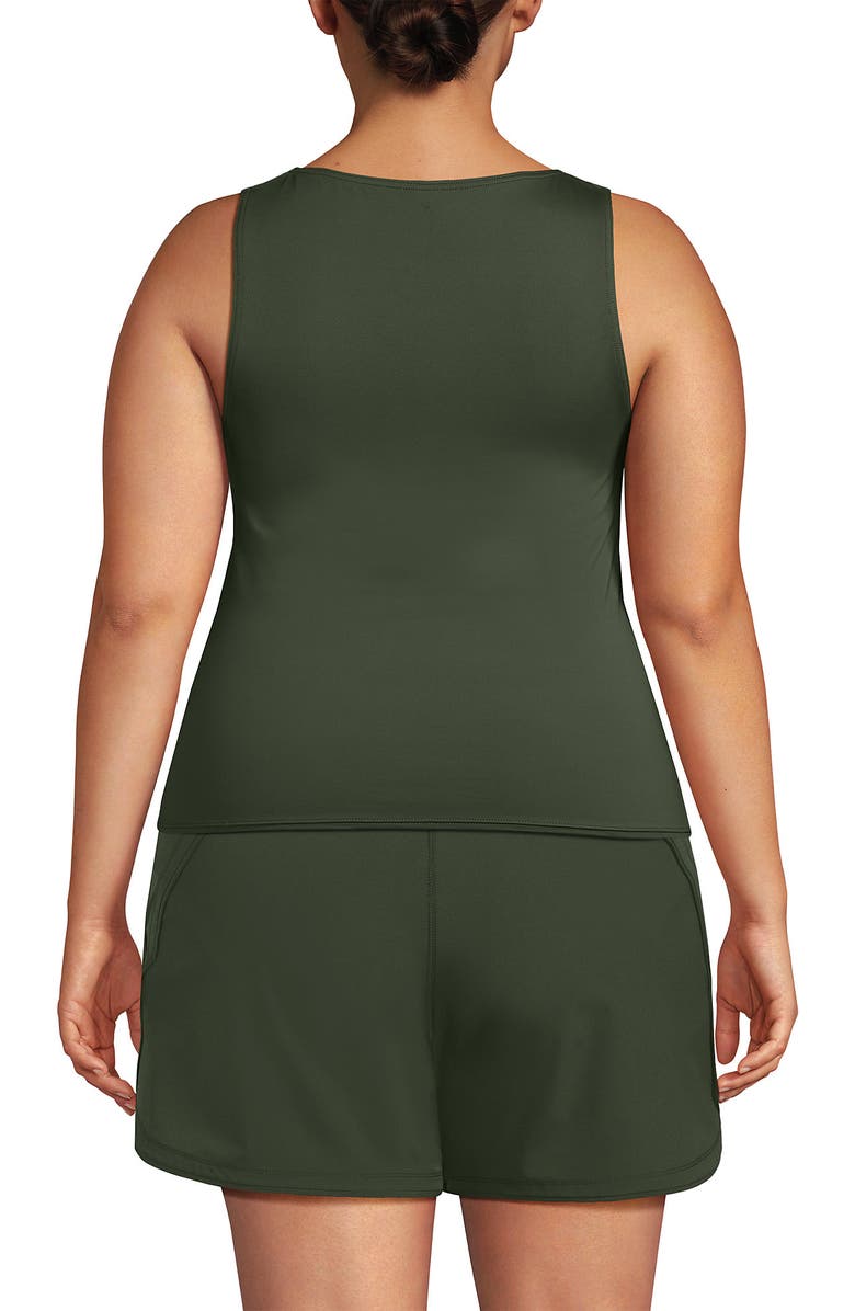 Lands' End High Neck UPF 50 Modest Tankini Top Swimsuit, Alternate, color, Rich Olive Green