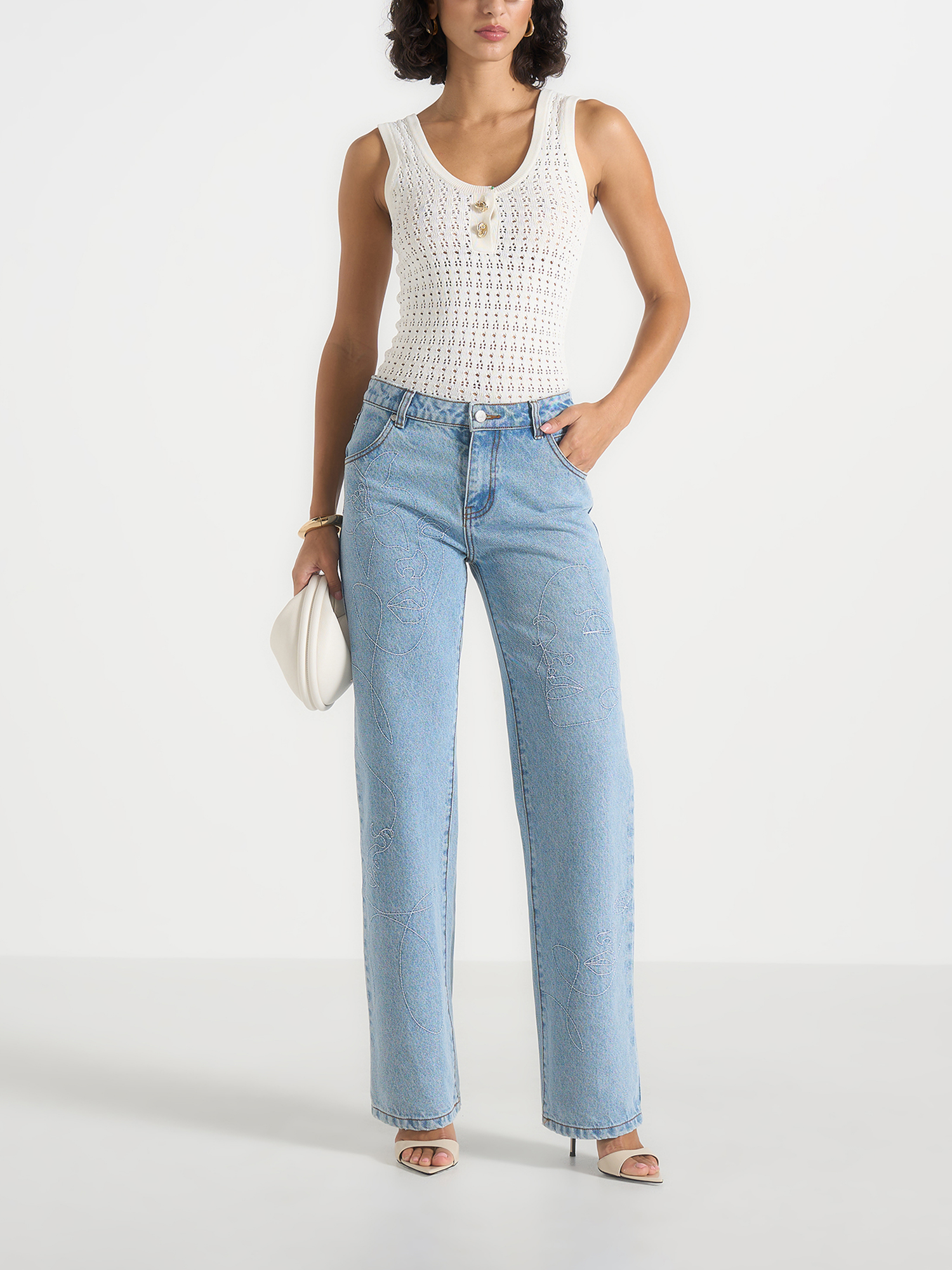 Manière De Voir Calista Line Art Straight Leg Jeans (Women) | Nordstrom