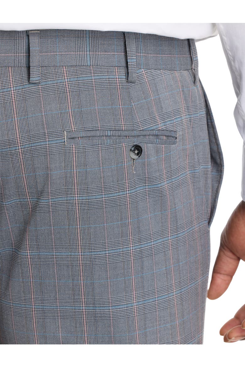 Big & Tall  Waist-Relaxer Plaid Dress Pants, Alternate, color, GREY