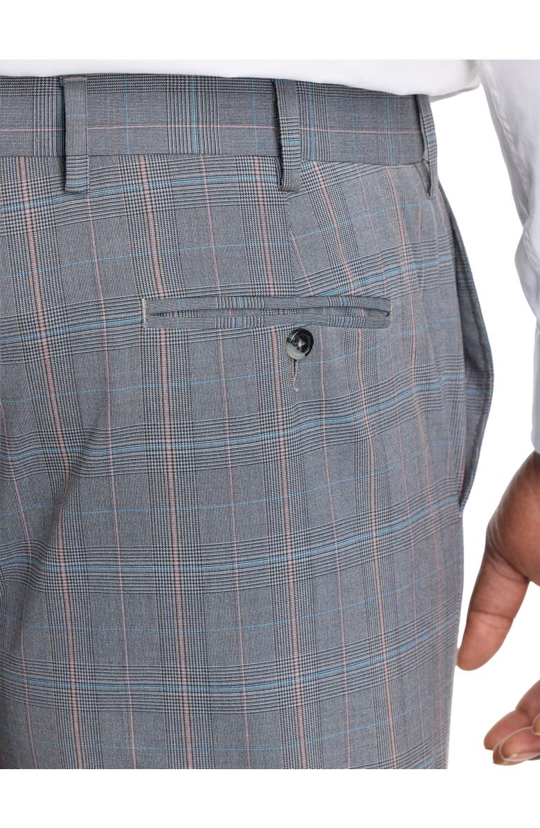 Oak Hill by DXL Big & Tall  Waist-Relaxer Plaid Dress Pants, Alternate, color, Grey