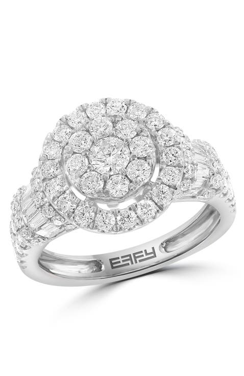 Double Halo Diamond Ring in 14K White Gold