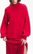 DELUC Nelson Balloon Sleeve Rib Mock Neck Sweater